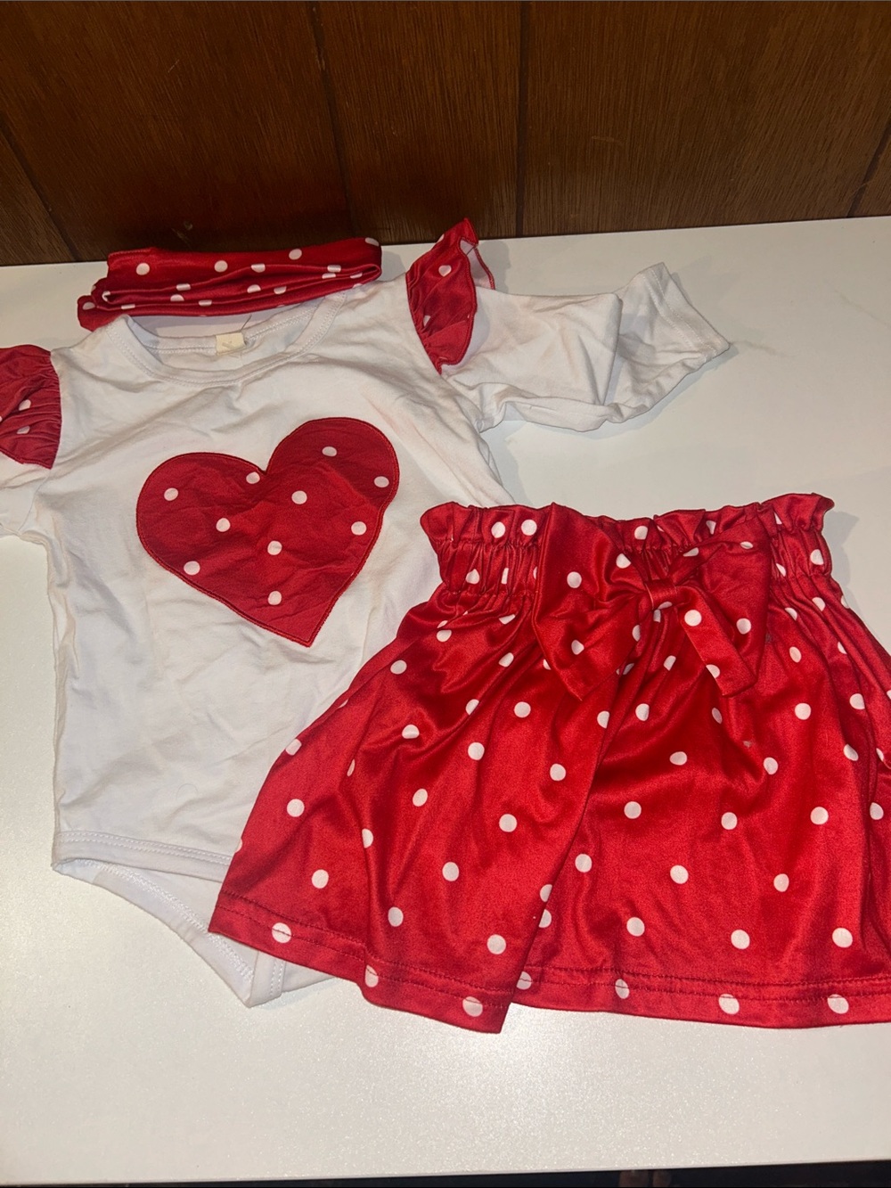 3/$25 Baby Red Polka Dot Heart Outfit